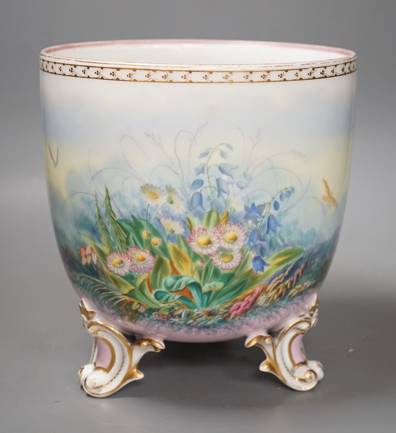 A French porcelain landscape painted jardiniere, 23cm
